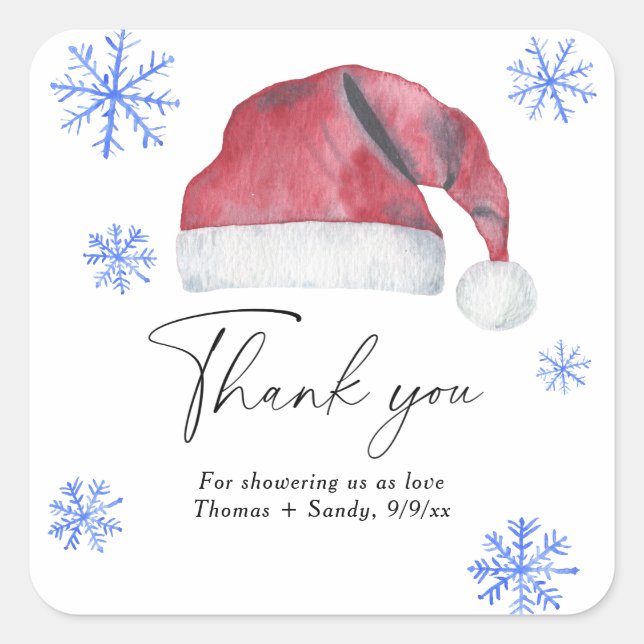 Santa hat - Thank you Baby Shower Square Sticker (Front)