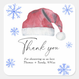 Santa hat - Thank you Baby Shower Square Sticker