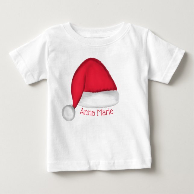 Santa Hat Toddler T. Personalized Baby T-Shirt (Front)