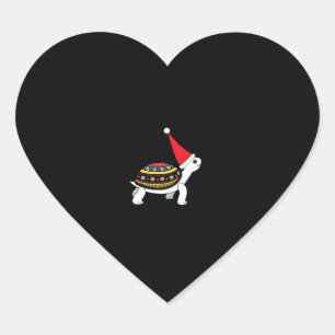Santa Hat Tortoise - Vintage Sea Turtle Xmas Ugly  Heart Sticker