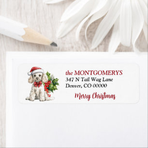 Santa Hat Toy Poodle Christmas Return Address Label