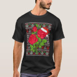 Santa Hat Ugly Christmas Sweater Rose Flower Lover