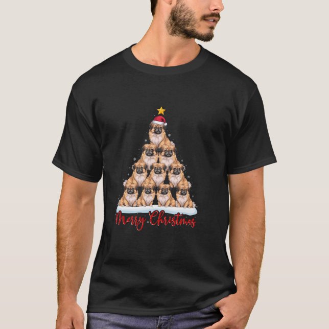Santa Hat Ugly Xmas Funny Pekingese Dog Christmas  T-Shirt (Front)