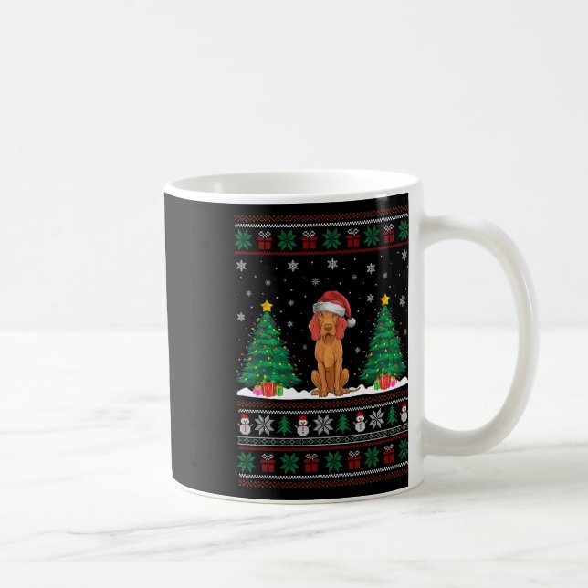 Santa Hat Vizsla Dog Christmas Tree Lights Ugly Sw Coffee Mug (Right)