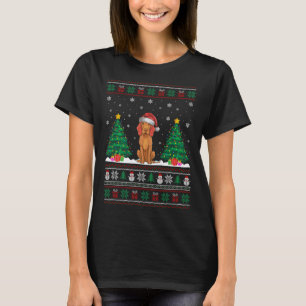 Santa Hat Vizsla Dog Christmas Tree Lights Ugly Sw T-Shirt