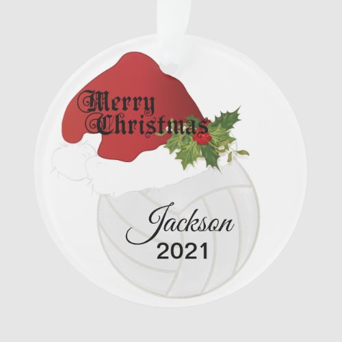 Santa Hat Volleyball Design  DIY Name Ornament