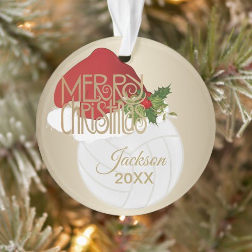 Santa Hat  Volleyball  DIY Name Ornament