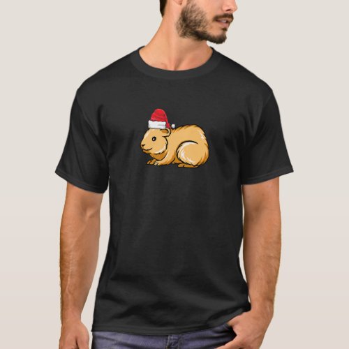Santa Hat Wearing Hamster  Christmas Holiday T_Shirt