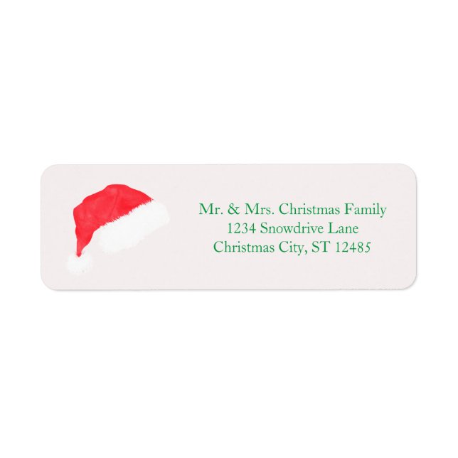 Santa Hat White Christmas Return Address Label (Front)