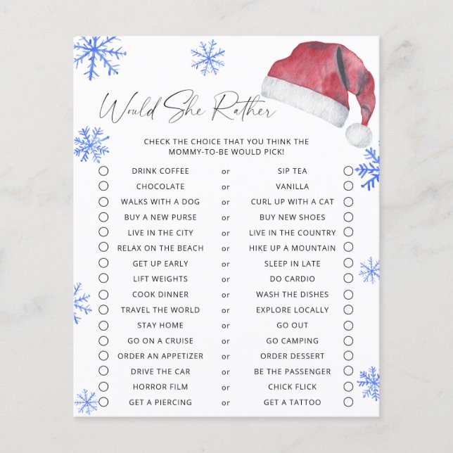 Santa hat - Would She Rather Game (Front)