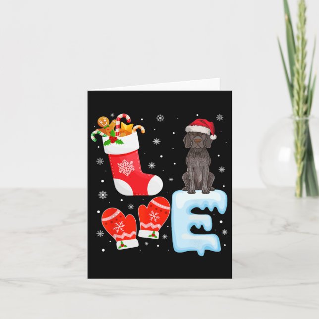 Santa Hat Xmas Stocking German Shorthaired Pointer Card (Front)