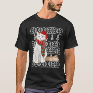 Santa Hat Xmas Turkish Van Cat Ugly Christmas T-Shirt