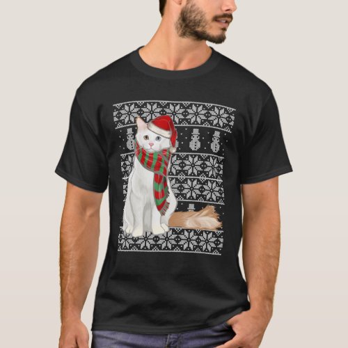 Santa Hat Xmas Turkish Van Cat Ugly Christmas T_Shirt