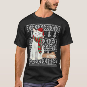 Santa Hat Xmas Turkish Van Cat Ugly Christmas T-Shirt