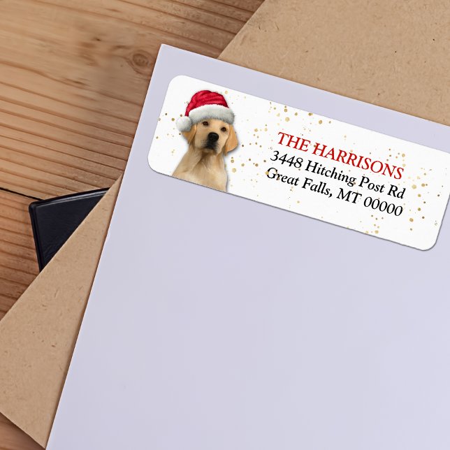 Santa Hat Yellow Labrador Retriever Label (Creator Uploaded)