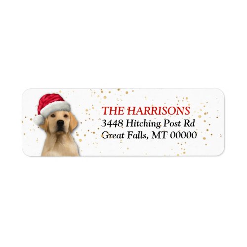 Santa Hat Yellow Labrador Retriever Label