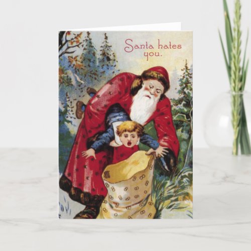 Santa hates you _ funny vintage Christmas card