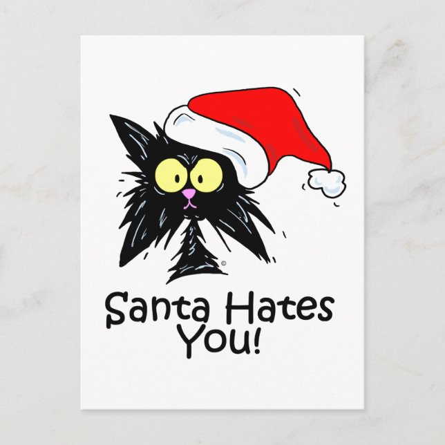 Santa Hates You Holiday Postcard (Front)