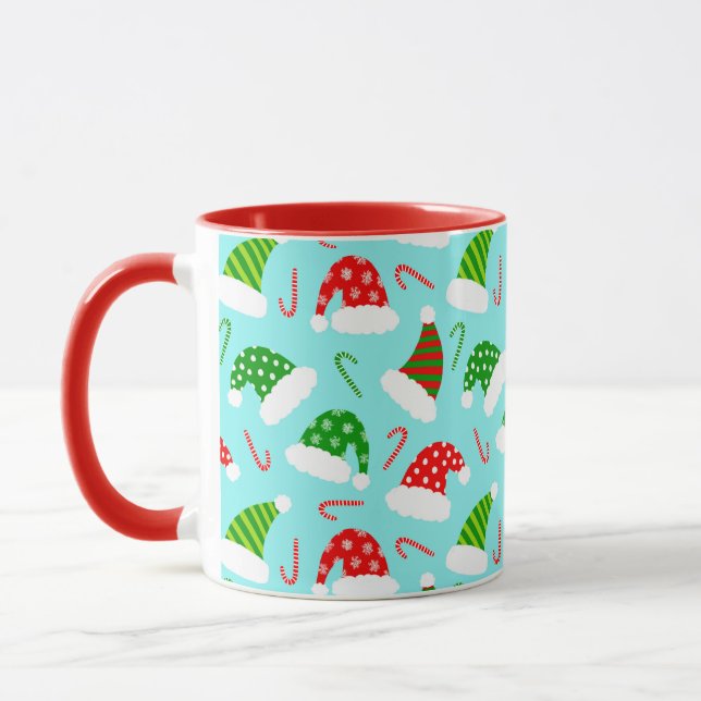Santa Hats and Candy Canes Christmas Mug (Left)