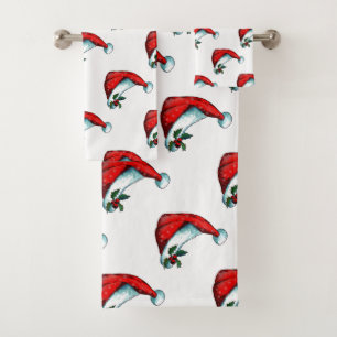 Santa Hats Christmas  Bath Towel Set