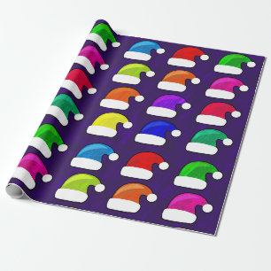 santa hats wrapping paper