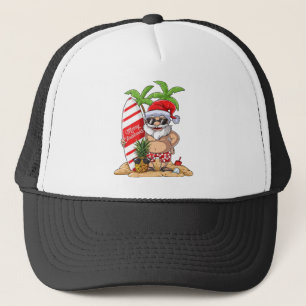 Santa Hawaiian Surfing Christmas Summer Surf Hawai Trucker Hat