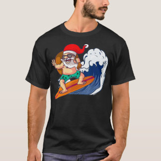 Santa Hawaiian Surfing Summer Surf T-Shirt