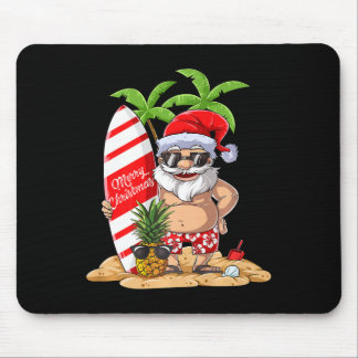 Santa Hawaiian Surfing T Shirt Christmas Summer Su Mouse Pad