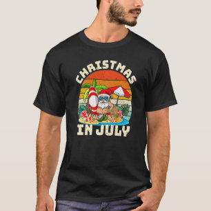 Santa Hawaiian Vintage Retro Surfing Santa Christm T-Shirt