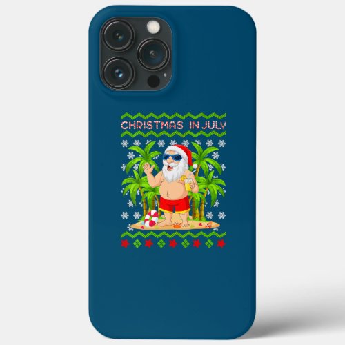 Santa Hawaiian Xmas Palm Tree Santa Ugly iPhone 13 Pro Max Case