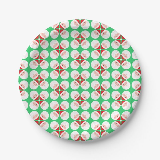 Santa Head Christmas Paper Plates (Front)