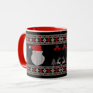 Santa Head Holiday Knit Christmas Ugly Sweater Mug