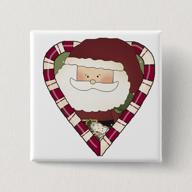 Santa Heart Holiday Tshirts and Gifts Pinback Button (Front)