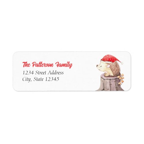 Santa Hedgehog Christmas Label