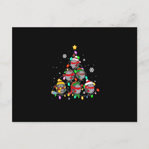 Santa Hedgehog Christmas Tree Lights Funny Pajamas Postcard