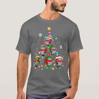 Santa Hedgehog Christmas Tree Lights Funny Pajamas T-Shirt