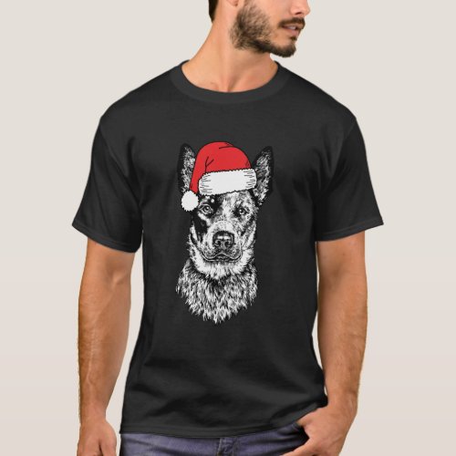 Santa Heeler Australian Cattle Dog Ugly Christmas T_Shirt