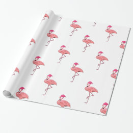 Santa Helper Flamingos Pattern Wrapping Paper