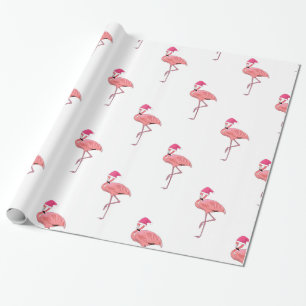 Santa Helper Flamingos Pattern Wrapping Paper