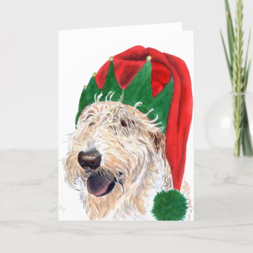 Santa Helper Labradoodle Greeting Cards