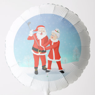 Santa Helping Mrs. Claus With Her Golf Swing Balloon