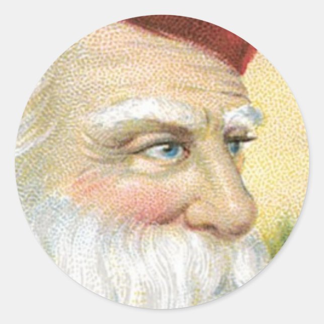 Santa, "He's Looking for You!" Classic Round Sticker (Front)