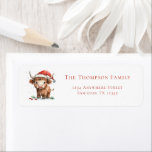 Santa Highland Cow Return Name Address Christmas Label<br><div class="desc">Santa Highland Cow Return Name Address Christmas. Add some colorful festive cuteness to your Holiday mailings with this charming baby highland cow in a Santa Hat design,   with your name and return address.   All the text can be easily personalised.</div>