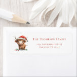 Santa Highland Cow Return Name Address Christmas Label<br><div class="desc">Santa Highland Cow Return Name Address Christmas. Add some colorful festive cuteness to your Holiday mailings with this charming baby highland cow in a Santa Hat design,   with your name and return address.   All the text can be easily personalised.</div>