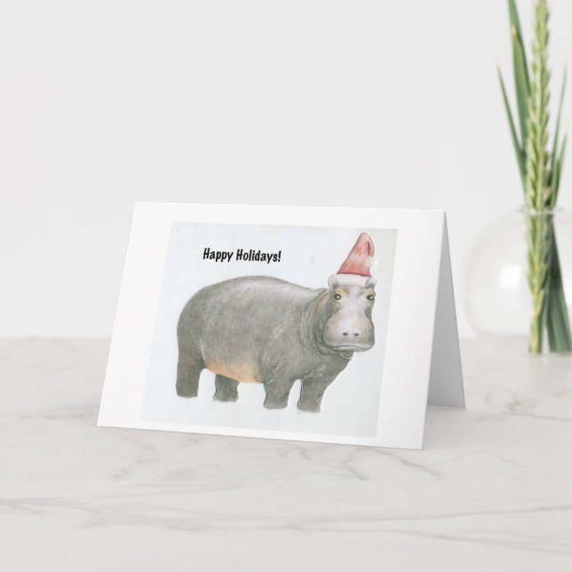 Santa Hippo Holiday Card (Front)