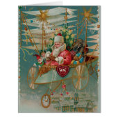Santa & His Amazing Flying Machine Greeting Card (Front)