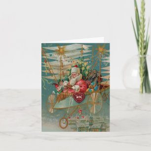 Santa & His Amazing Flying Machine Note Card