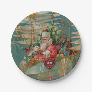 Santa & His Amazing Flying Machine Paper Plates