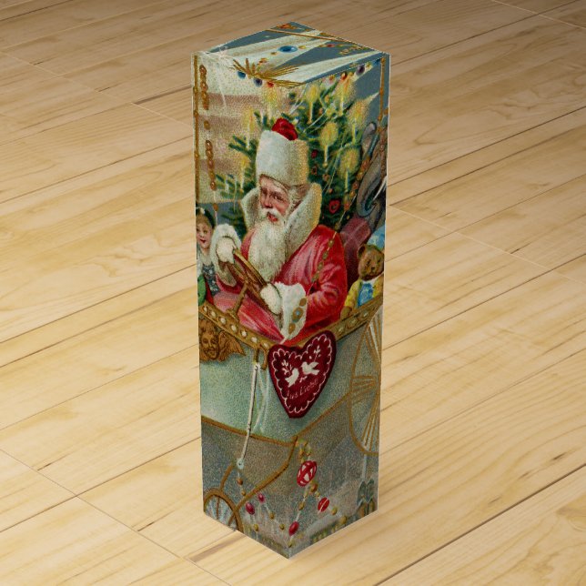 Santa & His Amazing Flying Machine Wine Gift Box (Front)
