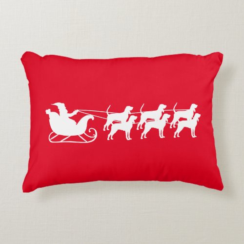 Santa  His Coonhound Sleigh  Accent Pillow